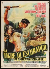 2z0706 TIGER OF ESCHNAPUR Italian 1p R1961 Fritz Lang, art of sexy Debra Paget by Martinati!
