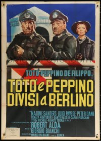 2z0709 TOTO & PEPPINO DIVIDED IN BERLIN Italian 1p 1962 Olivetti art of the comedy duo as guards!