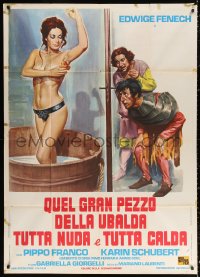 2z0713 UBALDA, ALL NAKED & WARM Italian 1p 1972 art of guys peeking at sexy naked Edwige Fenech!