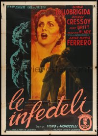 2z0714 UNFAITHFULS Italian 1p 1953 Ballester art of Lollobrigida & woman shooting man, ultra rare!