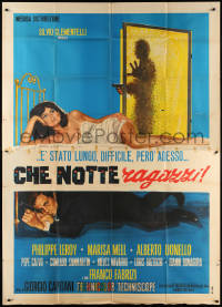 2z0281 CHE NOTTE RAGAZZI Italian 2p 1966 art of Leroy with gun under sexy naked Marisa Mell's bed!