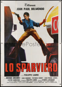 2z0297 HUNTER Italian 2p 1976 art of Jean-Paul Belmondo with gun between two trucks!