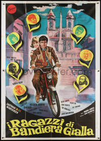 2z0298 I RAGAZZI DI BANDIERA GIALLA Italian 2p 1968 Ferrini art of Sannia & Pettenati on bicycle!