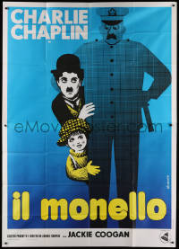 2z0306 KID Italian 2p R1960s great different Leo Kouper art of Charlie Chaplin & Jackie Coogan!