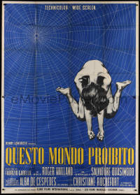 2z0316 QUESTO MONDO PROIBITO Italian 2p 1963 wild art of naked woman in spider web, Forbidden World!