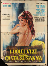 2z0332 SWEET SINS OF SEXY SUSAN Italian 2p 1967 art of sexy naked girl bathing by Mario Piovano!