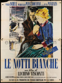 2z0339 WHITE NIGHTS Italian 2p 1957 Visconti, Brini art of Schell & Marais by bridge, Dostoyevsky!