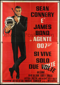 2z0341 YOU ONLY LIVE TWICE Italian 2p R1970s art of Sean Connery as James Bond with gun & helmet!