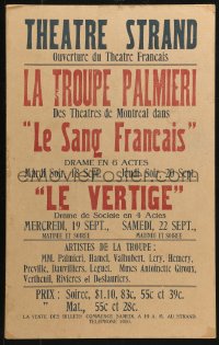 2z0252 THEATRE STRAND stage play French WC 1930s Le Sang Francaise, Le Vertige & more!