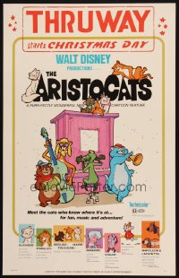 2z0112 ARISTOCATS WC 1971 Walt Disney feline jazz musical cartoon, great colorful image!