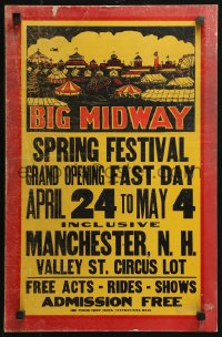 2z0121 BIG MIDWAY SPRING FESTIVAL WC 1950s cool art of the big carnival with rides & tents!