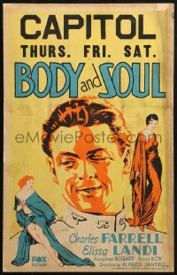 2z0124 BODY & SOUL WC 1931 art of pilot Charles Farrell by sexy Elissa Landi & Myrna Loy, Bogart!