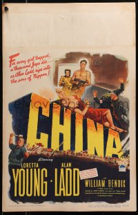 2z0139 CHINA WC 1943 for every girl trapped, Alan Ladd rips into the Sons of Nippon!