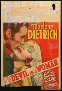 2z0145 DEVIL IS A WOMAN WC 1935 great colorful art of sexy Marlene Dietrich kissed by Cesar Romero!