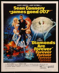 2z0146 DIAMONDS ARE FOREVER WC 1971 art of Sean Connery as James Bond 007 by Robert McGinnis!
