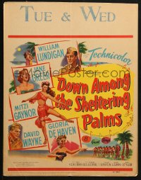 2z0148 DOWN AMONG THE SHELTERING PALMS WC 1953 sexy Jane Greer, Mitzi Gaynor & Gloria De Haven!