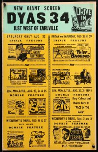 2z0151 DYAS 34 local theater WC 1964 Comedy of Terrors, Thief of Baghdad, The Terror, El Cid & more!