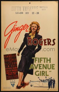 2z0155 FIFTH AVENUE GIRL WC 1939 full-length Ginger Rogers + art of rich men by car, ultra rare!