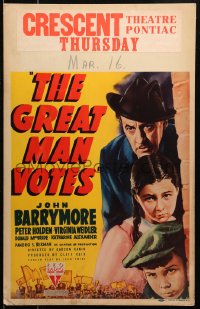 2z0166 GREAT MAN VOTES WC 1939 alcoholic John Barrymore is adored because he holds swing vote, rare!