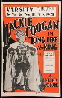 2z0186 LONG LIVE THE KING WC 1923 great image of Jackie Coogan in royal garb & crown, ultra rare!