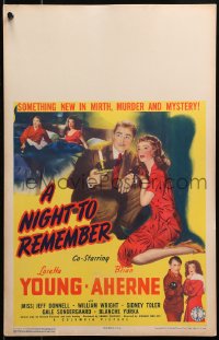 2z0199 NIGHT TO REMEMBER WC 1942 Loretta Young & Brian Aherne in a mirthful murder mystery!