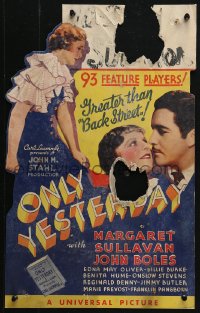 2z0204 ONLY YESTERDAY die-cut WC 1933 Margaret Sullavan, John Boles & 93 feature players, ultra rare!