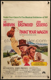 2z0207 PAINT YOUR WAGON WC 1969 Ron Lesser art of Clint Eastwood, Lee Marvin & pretty Jean Seberg!