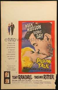 2z0215 PILLOW TALK WC 1959 bachelor Rock Hudson loves pretty career girl Doris Day, great kiss c/u!