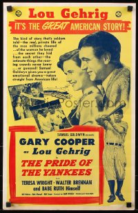 2z0219 PRIDE OF THE YANKEES Benton REPRO WC 1990s Gary Cooper as baseball legend Lou Gehrig, Teresa Wright!