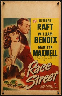 2z0221 RACE STREET WC 1948 George Raft, sexy Marilyn Maxwell, Bendix with gun, horse racing art!