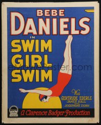 2z0248 SWIM GIRL SWIM WC 1927 great art of Bebe Daniels diving into swimming pool, ultra rare!