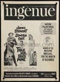 2z0249 TAKE HER, SHE'S MINE special WC 1963 Jimmy Stewart, Sandra Dee, advertising Ingenue magazine!