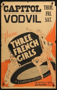 2z0254 THOSE THREE FRENCH GIRLS WC 1930 great art of sexy women on giant top hat, very rare!