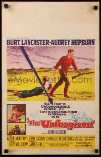 2z0260 UNFORGIVEN WC 1960 McCarthy & Cravath art of Burt Lancaster & Audrey Hepburn, John Huston