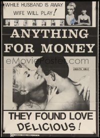 3a0764 ANYTHING FOR MONEY 1sh 1967 Joseph Sarno directed, while husband is away wife will play!