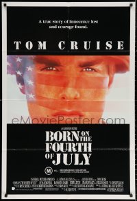 3a0347 BORN ON THE FOURTH OF JULY Aust 1sh 1989 Oliver Stone, great patriotic image of Tom Cruise!