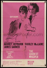 3a0355 CHILDREN'S HOUR Aust 1sh 1962 Hepburn, Garner & Shirley MacLaine, The Loudest Whisper!