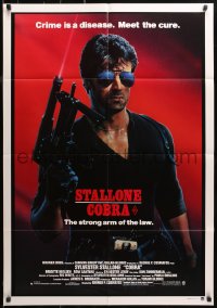 3a0357 COBRA Aust 1sh 1986 crime is a disease and Sylvester Stallone is the cure, John Alvin art!