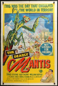 3a0361 DEADLY MANTIS Aust 1sh 1957 classic art of giant insect attacking Washington D.C.!