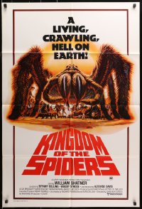 3a0390 KINGDOM OF THE SPIDERS Aust 1sh 1977 cool different Larkin artwork of giant hairy spider!
