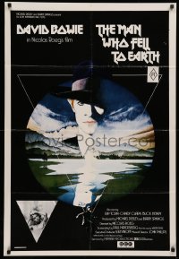 3a0396 MAN WHO FELL TO EARTH Aust 1sh 1976 Nicolas Roeg, best art of David Bowie by Vic Fair!