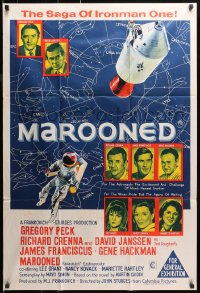 3a0398 MAROONED Aust 1sh 1970 Gregory Peck & Gene Hackman, great different art!