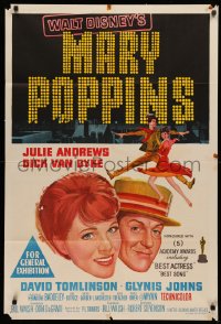 3a0399 MARY POPPINS Aust 1sh 1965 Julie Andrews & Dick Van Dyke in Disney classic!
