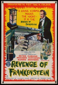 3a0424 REVENGE OF FRANKENSTEIN Aust 1sh 1969 Peter Cushing horrorama, cool completely different art!