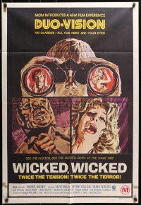 3a0447 WICKED WICKED Aust 1sh 1973 Tiffany Bolling, twice the terror, sexy different horror art!