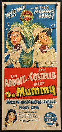 3a0455 ABBOTT & COSTELLO MEET THE MUMMY Aust daybill 1955 different art of Bud & Lou, ultra-rare!