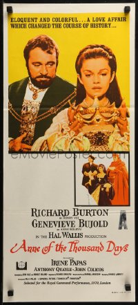 3a0462 ANNE OF THE THOUSAND DAYS Aust daybill 1970 c/u of King Richard Burton & Genevieve Bujold!