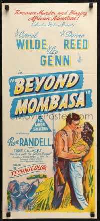 3a0472 BEYOND MOMBASA Aust daybill 1957 Cornel Wilde, Donna Reed, Leo Genn, adventure beyond compare!
