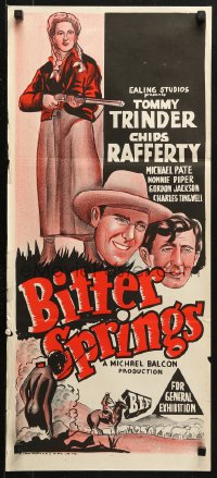 3a0475 BITTER SPRINGS Aust daybill 1950 Australian western starring Chips Rafferty, cool art!