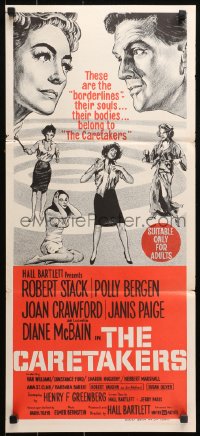 3a0488 CARETAKERS Aust daybill 1963 Robert Stack, Polly Bergen & Joan Crawford in a mental hospital!